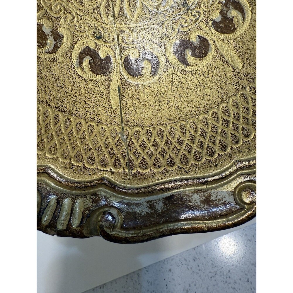 Vtg Italian Gold Florentine Wood Serving Tray Red Blue Toleware 11" Hand painted - Picture 15 of 15